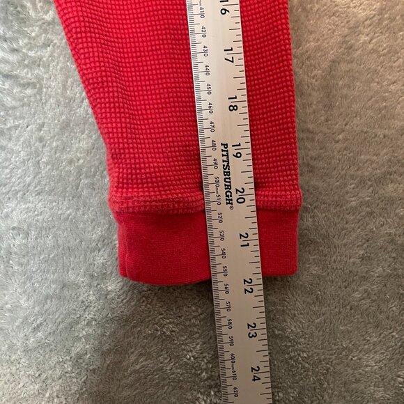 BX Men Y2K 90s Logo Waffle Knit Long Sleeve Crew Neck Thermal Shirt XL Red - Picture 11 of 12